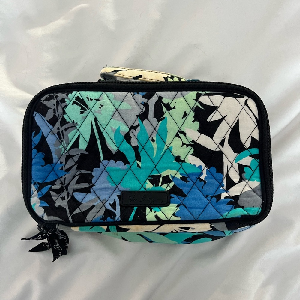 vera bradley camofloral blue print makeup bag